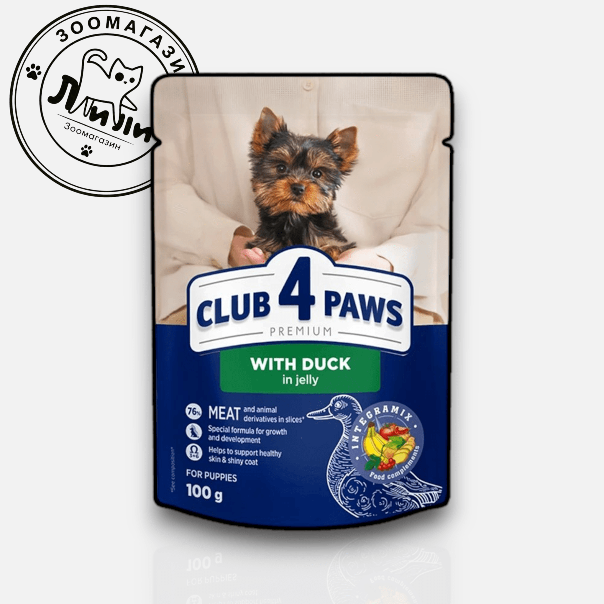 Club 4 Paws с уткой в желе для щенков мелких пород 100г